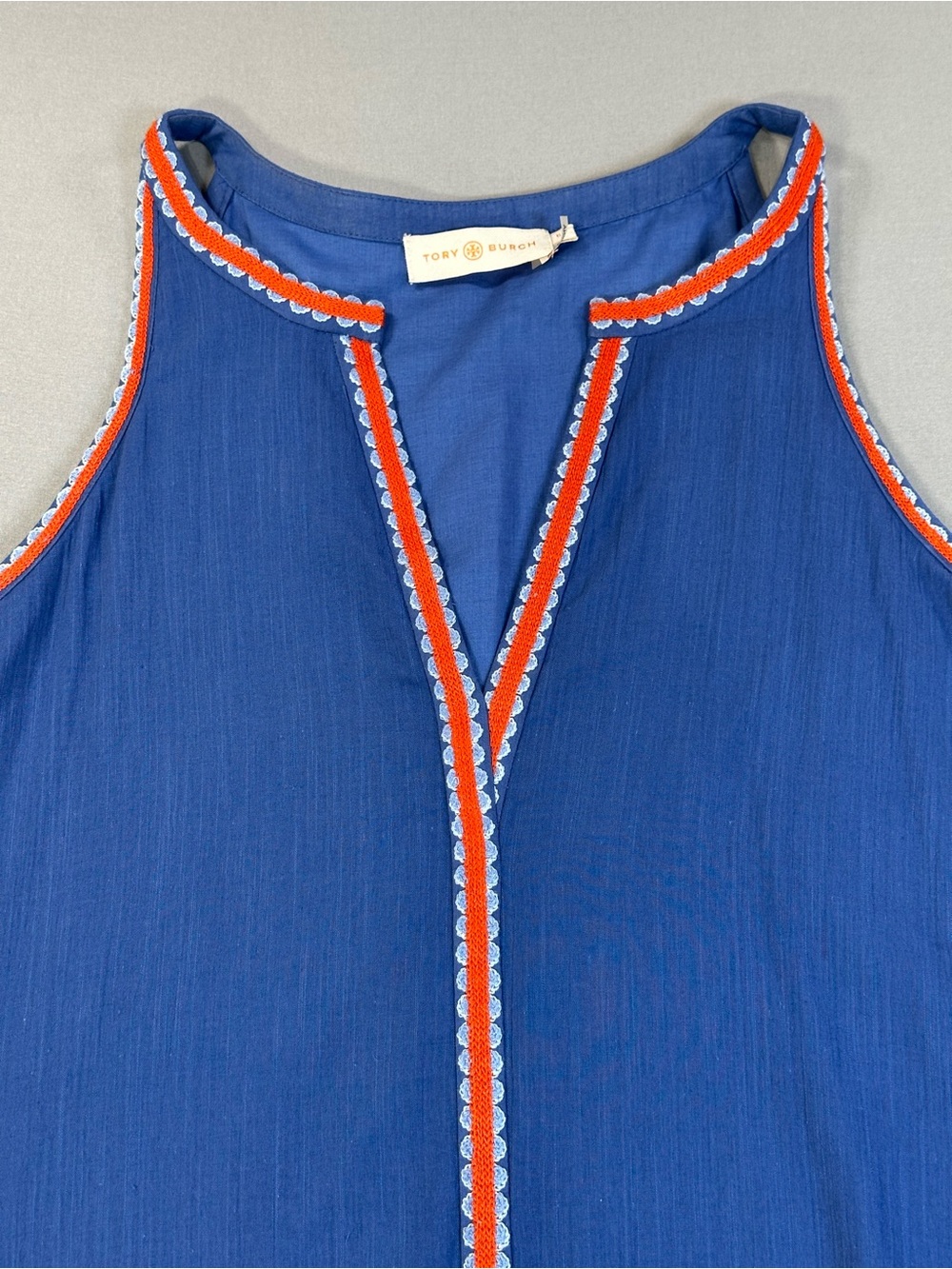Tory Burch Savannah Crepon Embroidered Belted Midi Dress, Linen/Cotton - Women 6 - Picture 4 of 15